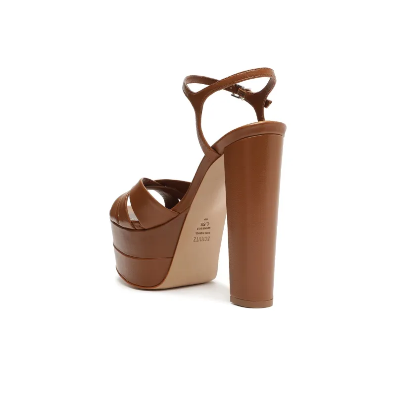 Schutz Keefa Strap Sandals 14.3cm Women's Brown-4