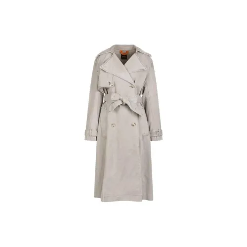 HUGO BOSS Trench Coats Women's Light Gray