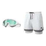 White Double-Layer Pants+White/Mint Green Swim Goggles