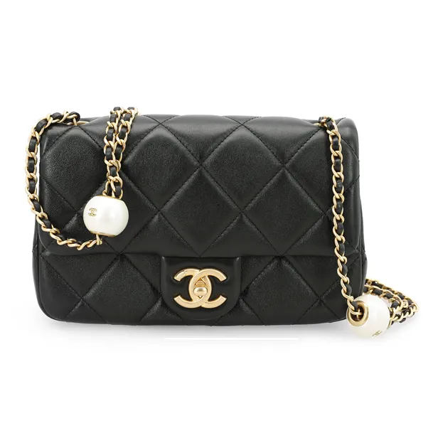 CHANEL Sheepskin Crossbody Bag, Shoulder Bag Mini Women's Black-2