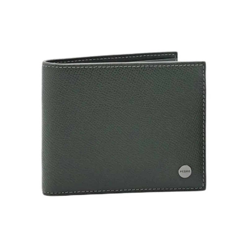 PEDRO Embossed Calfskin Wallet Unisex Army Green-1