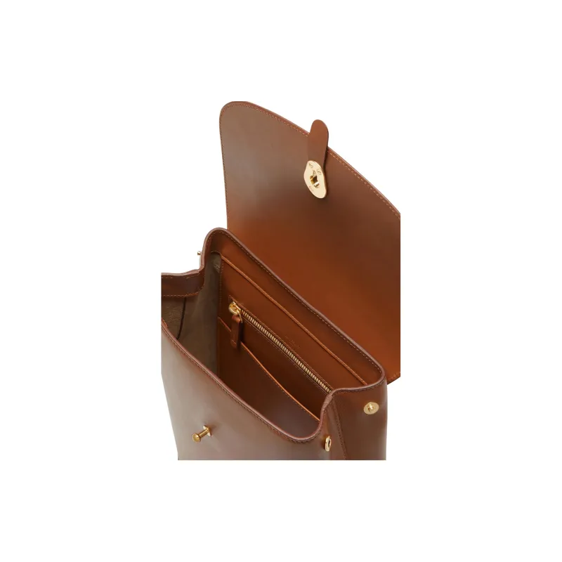 AU DEPART Calfskin Backpack Women's Brandy Brown-3