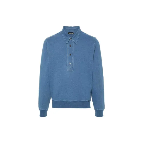 TOM FORD Polo-collar Cotton-blend Sweatshirt