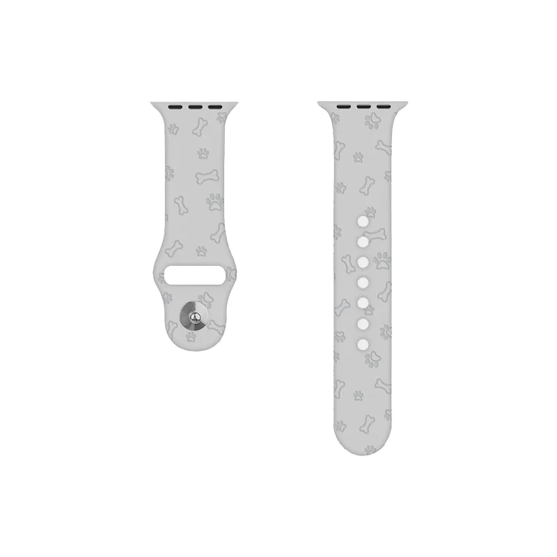 IOTS Cute Puppy Paw-Print Sports Silicone Strap Compatible With Apple Watch Watch Band Unisex-3