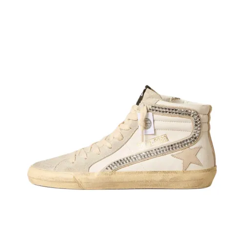 Golden Goose Slide Skateboard Shoes Women's High-Top Beige