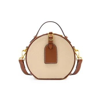 CARTELO Top Grain Cow Leather Shoulder Bag, Crossbody Bag, Handbag Regular Women's Milk Tea/Black/Brown