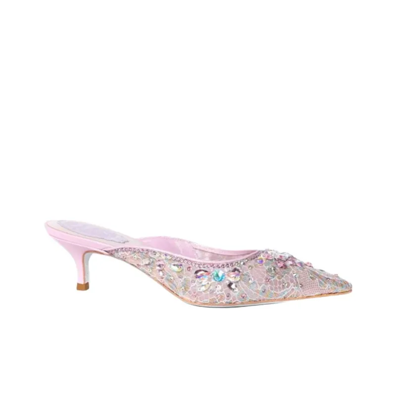 RENE CAOVILLA Hina Closed Toe Slippers 5cm Women's Pink-1