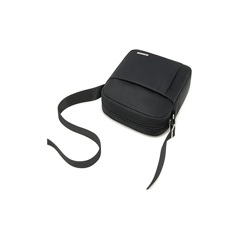 Old Man's Head Fabric With Synthetic Leather Shoulder Bag Regular Men's Black-2