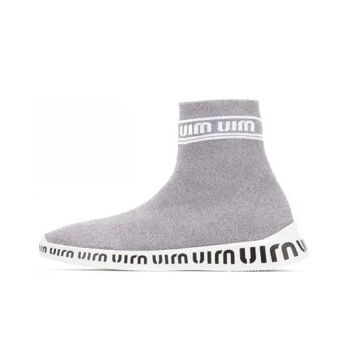 MIU MIU Cushioning Slip-Resistant Breathable Coverage Balance Lightweight High-Top Casual Shoes Women's Silver Gray