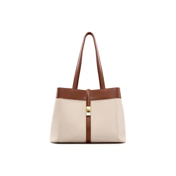 CARTELO Cow Leather Tote Bag Shoulder Bag Women's Beige With Brown