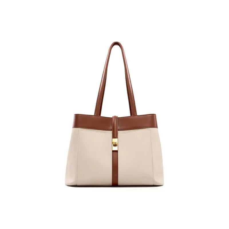 CARTELO Cow Leather Tote Bag Shoulder Bag Women's Beige With Brown-0