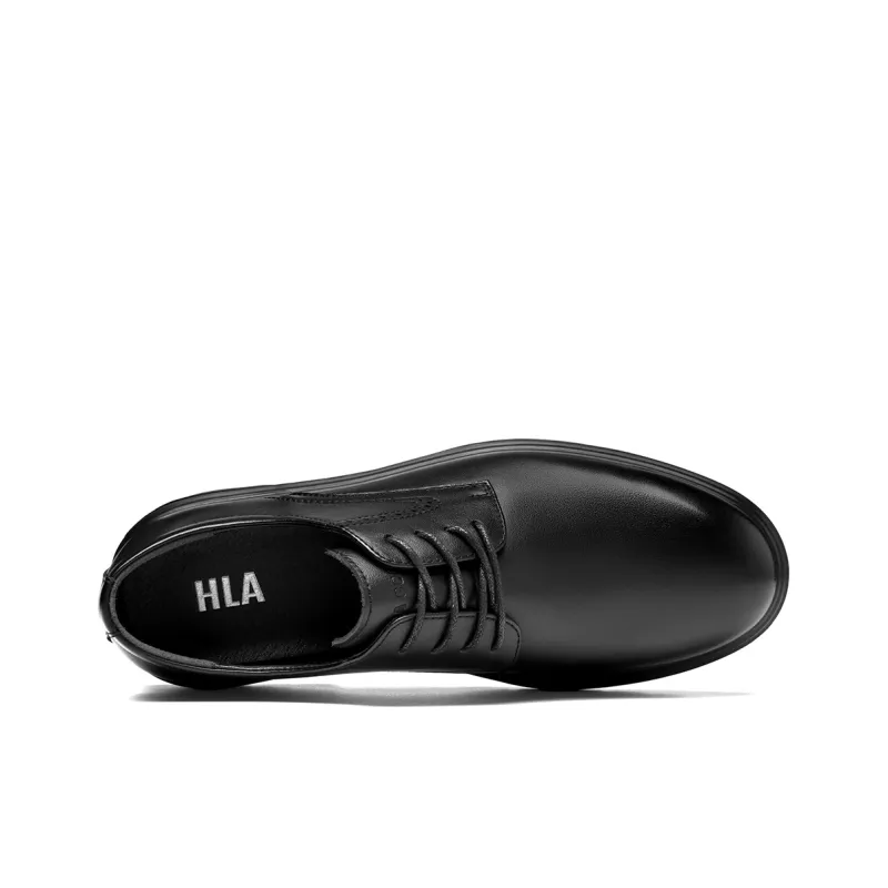 HLA Dress Shoes Men Low Top Black-2
