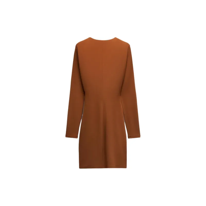 ZARA Trf Long Sleeved Dress Women's Toffee-1