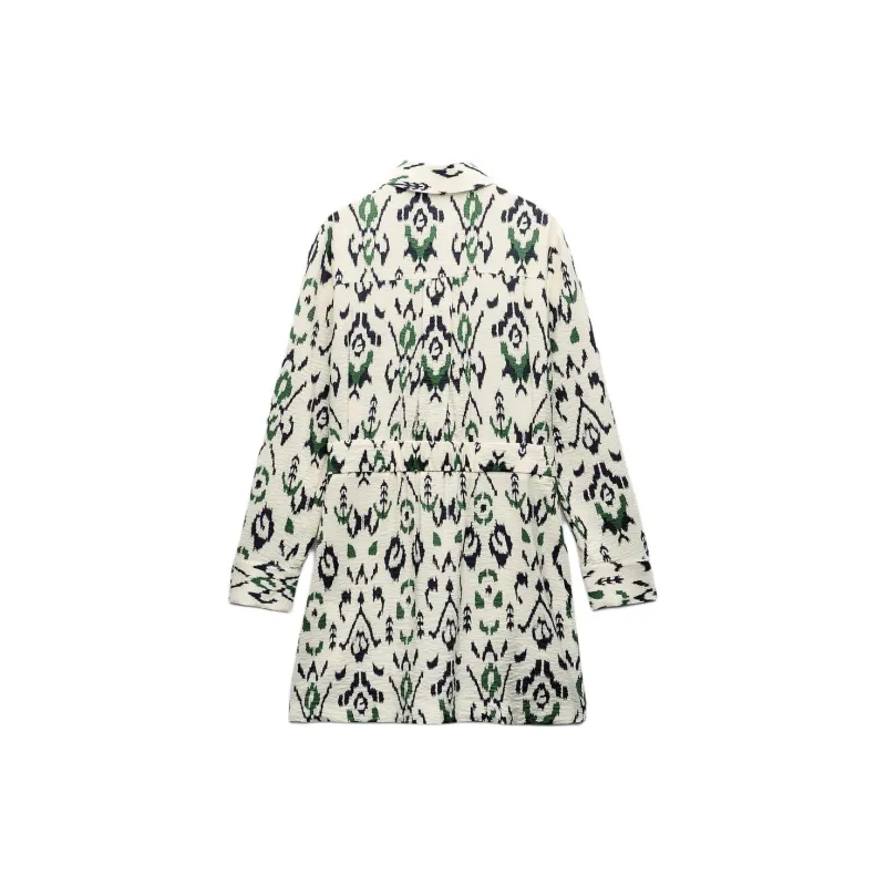 ZARA Long-Sleeved Dresses Women's Green-1