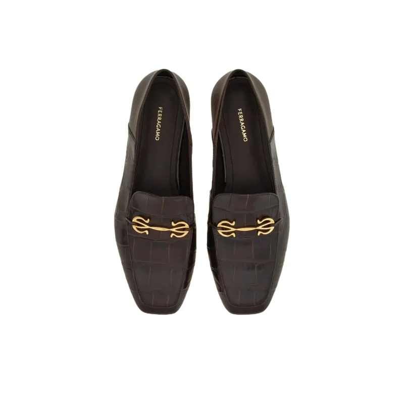 FERRAGAMO GANCINI Loafers Women's Brown-3