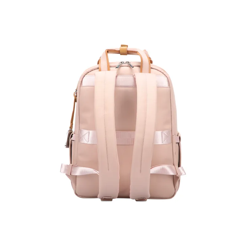BOPAI Cow Leather Backpacks Backpack Laptop Bags Regular Unisex Black/Pink-9