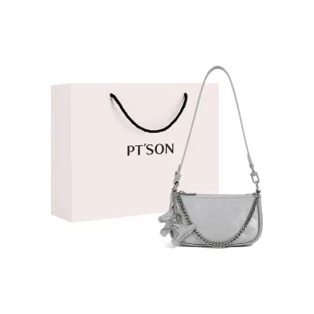 PT'SON PU Baguette Bag Underarm Portable Crossbody Bag, Shoulder Bag Small Size Women's Gray/Black
