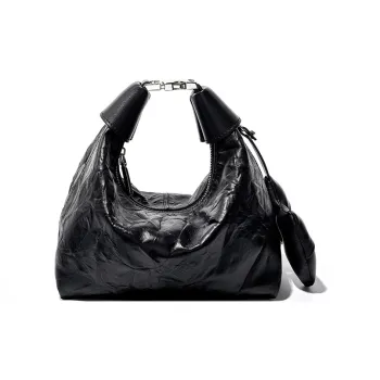CARTELO Top Grain Cow Leather Shoulder Bag Regular Women's Black Off white