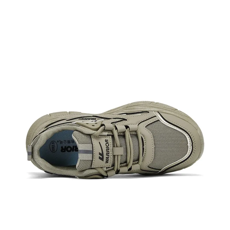 Warrior Casual Trendy Versatile Breathable Mesh Platform Height Increasing Low Top Chunky Sneakers Women's Army Green-3