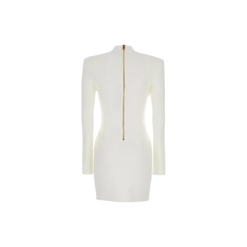 BALMAIN Long Sleeved Dress Women's White-1