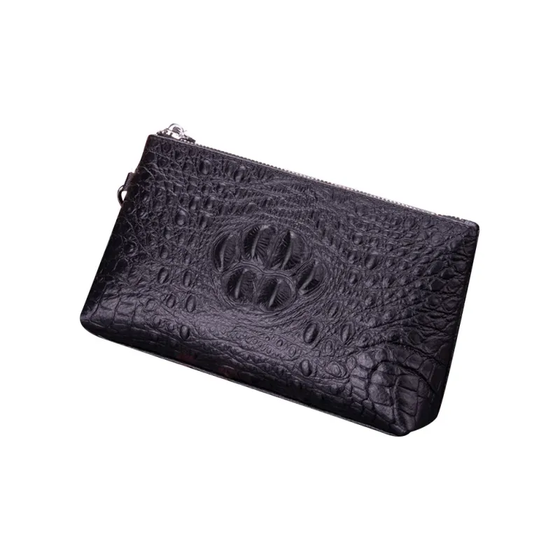 DOSRFINI Cow Leather Casual Street Style Crocodile Pattern Clutch Men's Black-1