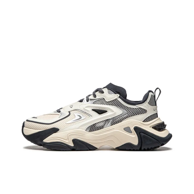 LiNing CF Qianxing Strategy SS Cushioning Rebound Low-Top Casual Shoes Women's Ash Ecru-0