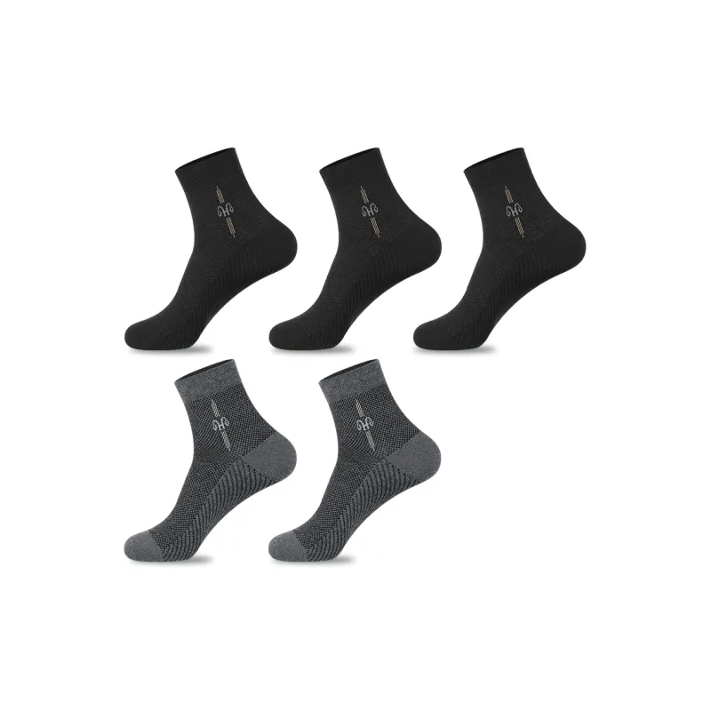 H YXIANG Mid Calf Socks Men's 5 Pack-6
