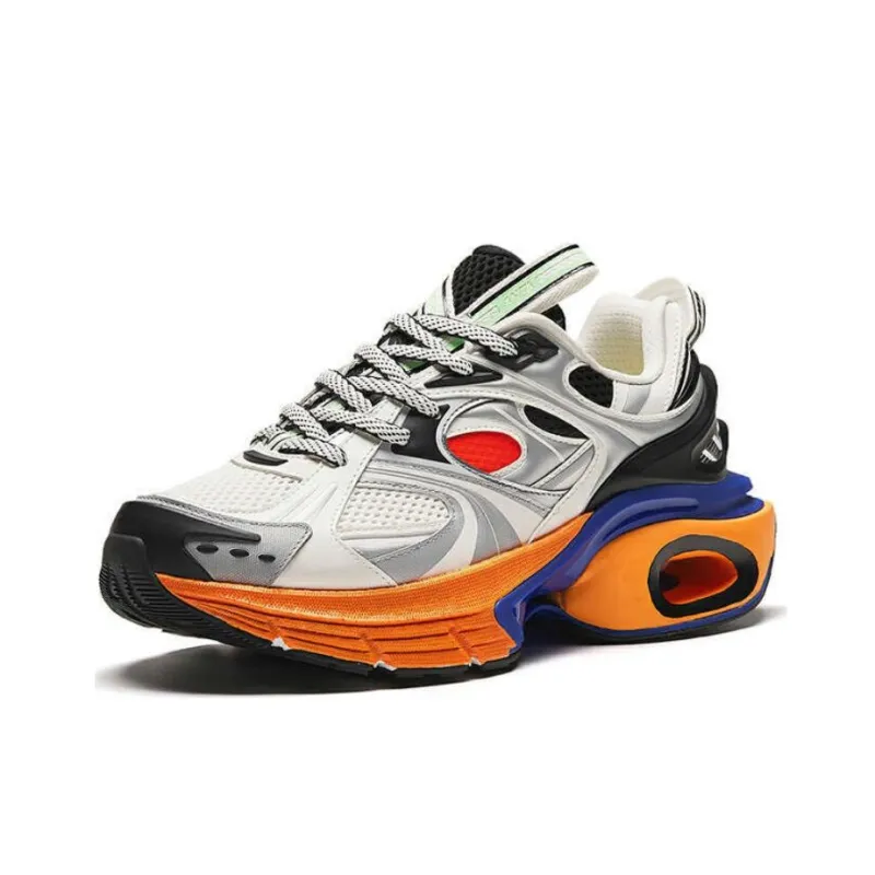 Anta Life Collection Abrasion Resistant Low Top Casual Shoes Men's Silver Orange-2