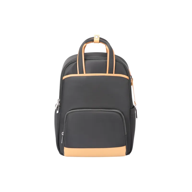 BOPAI Cow Leather Backpacks Backpack Laptop Bags Regular Unisex Black/Pink-1