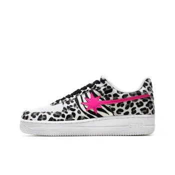 Starwalk Soldier Low Top Skateboard Shoes Unisex Pink Star Leopard Print
