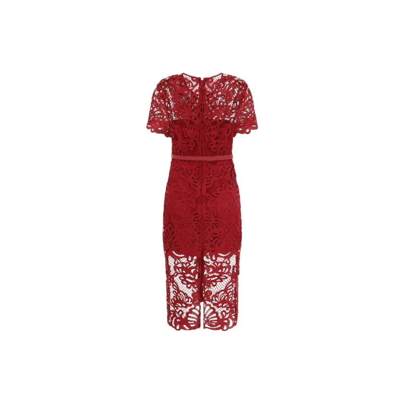 Self portrait Guipure Lace Button Midi Dress-1