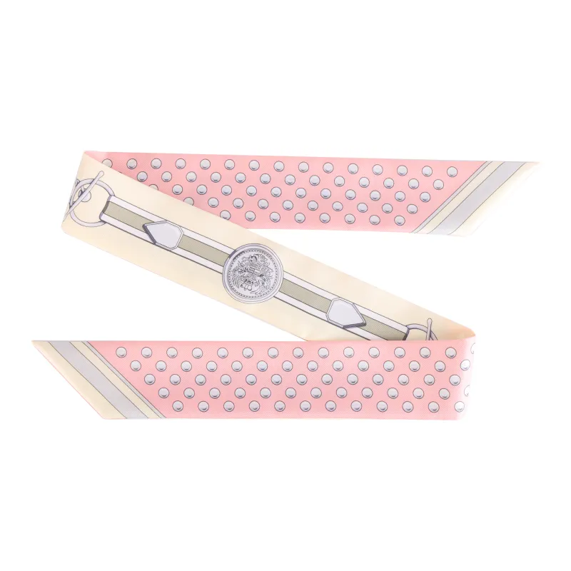HERMES Small Silk Scarves Women's Pink Rose-1