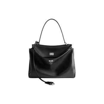 Balenciaga Smooth Calf Leather Shoulder Bag Crossbody Bag Handbag Medium Size Women's Black