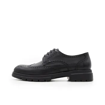 Satchi Dress Shoes With Brogue Platform Leather Men's Black