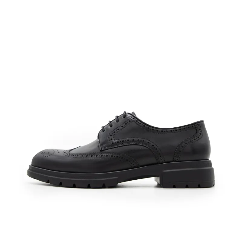 Satchi Dress Shoes With Brogue Platform Leather Men's Black-0