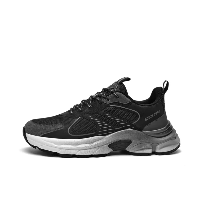 AOKANG Chunky Sneakers Men Low Top Black, Gray-0