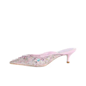 RENE CAOVILLA Hina Closed Toe Slippers 5cm Women's Pink