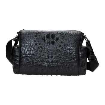 KONADCT Top Grain Cow Leather Commute Business Shoulder Bag, Crossbody Bag Regular Men's Black