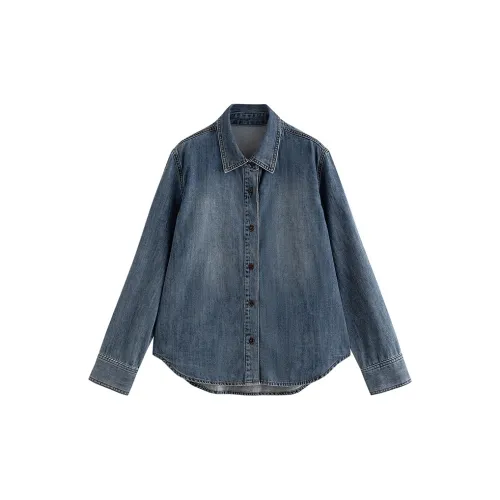 Initial language Denim Jackets Women's Denim Blue