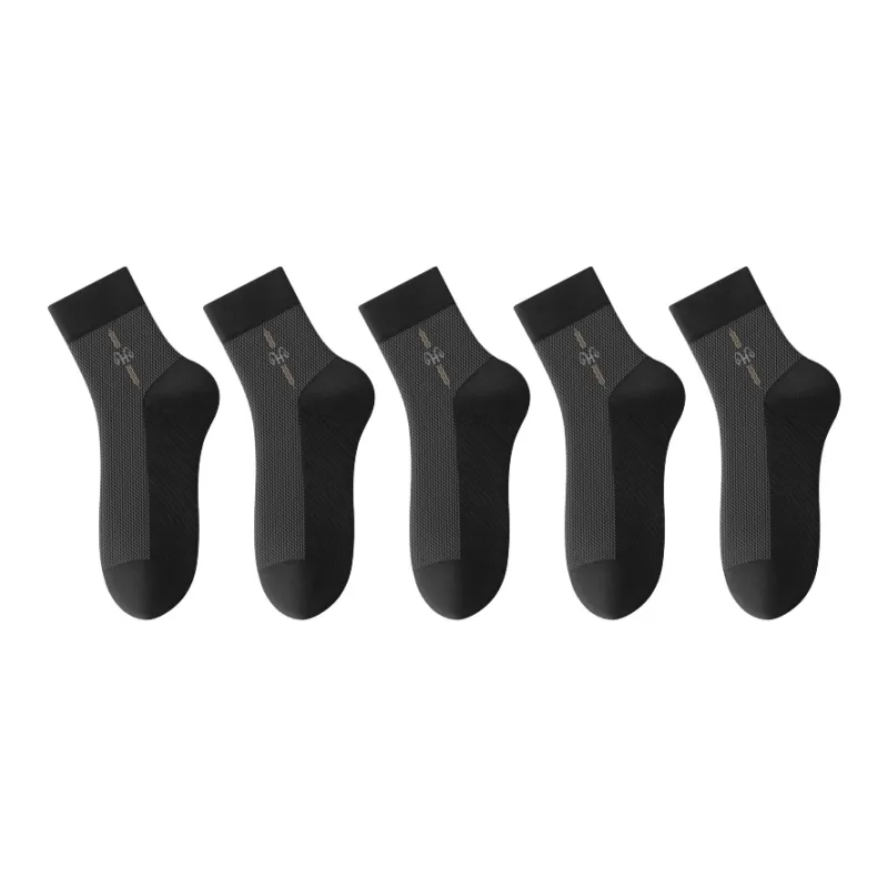 H YXIANG Mid Calf Socks Men's 5 Pack-9