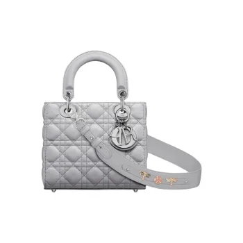 DIOR Lady Dior Sheepskin Lady Dior Bag, Shoulder Bag, Crossbody Bag, Handbag Small Size Women's Gray