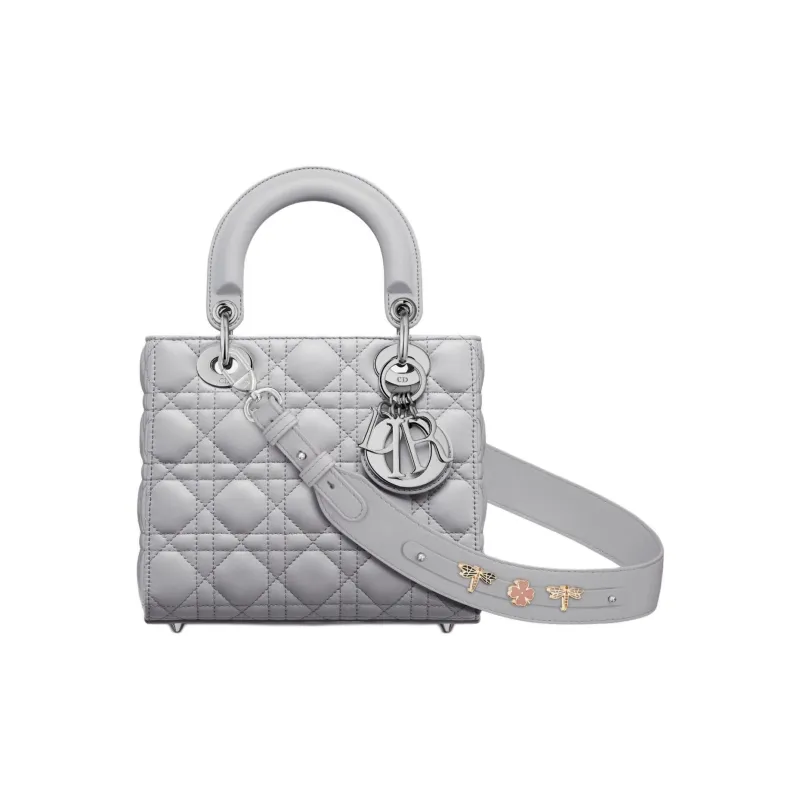 DIOR Lady Dior Sheepskin Lady Dior Bag, Shoulder Bag, Crossbody Bag, Handbag Small Size Women's Gray-0