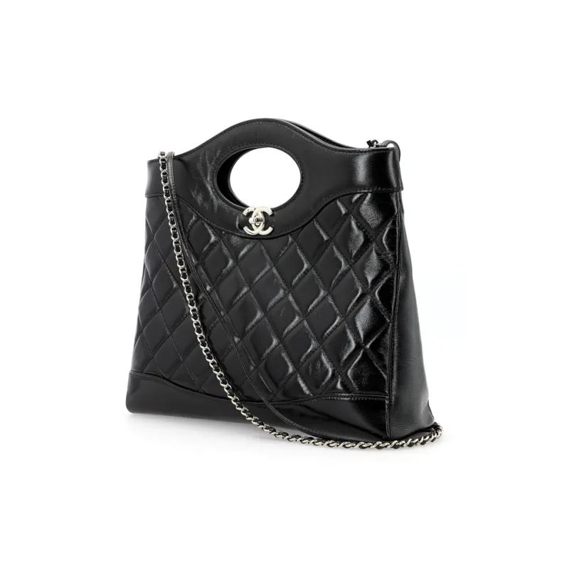 CHANEL Bright Lambskin Crossbody One Shoulder Handbag Trumpets Women's Black-2