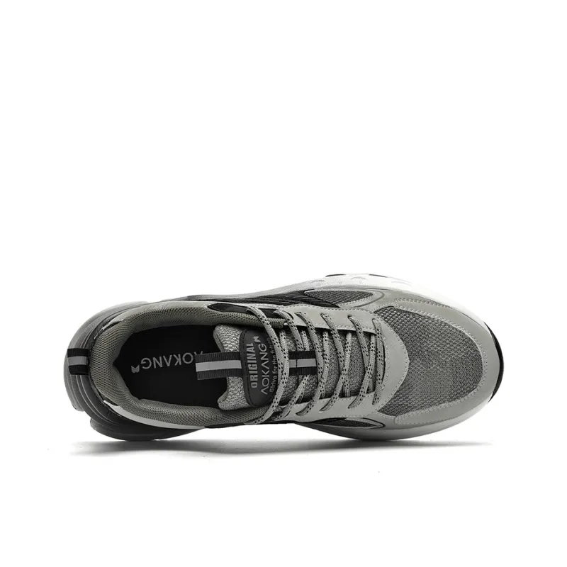 AOKANG Chunky Sneakers Men Low Top Black, Gray-17