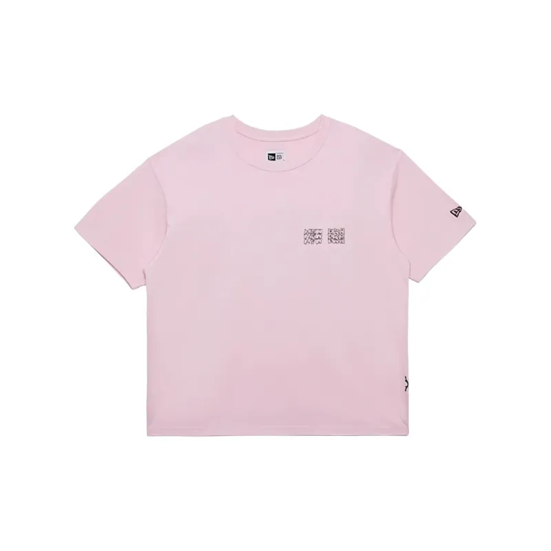 New Era Crew Neck Short Sleeved T Shirts Pink Unisex-1