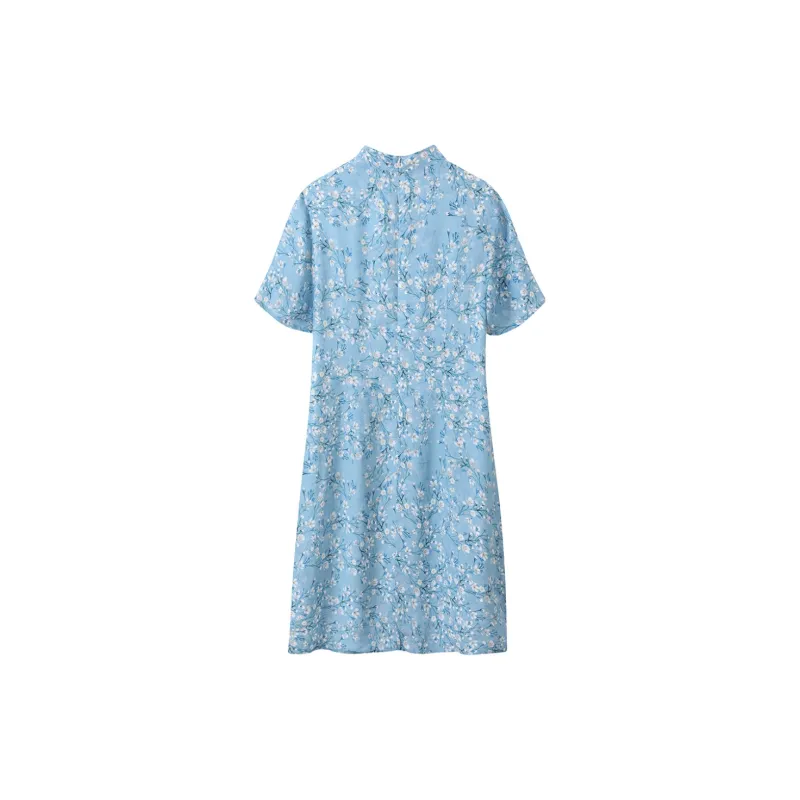 H-YXIANG Short-Sleeved Dresses Women's Like A Flower In The Shadow-1