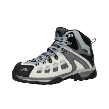 THE NORTH FACE Slip Resistant Water Resistant Mid Top Trekking Shoes Unisex Black Gray White