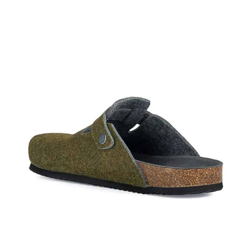 GEOX Slip Resistant Abrasion Resistant Closed Toe Slippers Men's Army Green-3