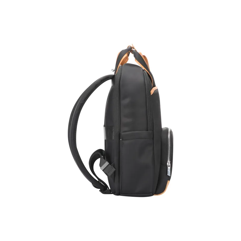 BOPAI Cow Leather Backpacks Backpack Laptop Bags Regular Unisex Black/Pink-2