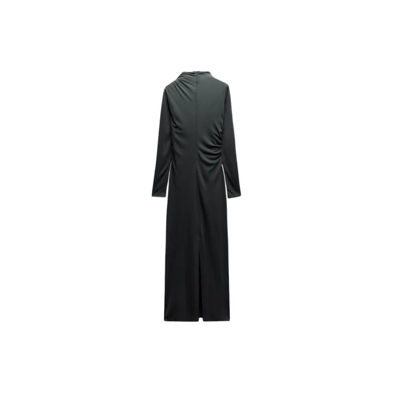 ZARA Trf Long-Sleeved Dresses Women's Dark Green-1